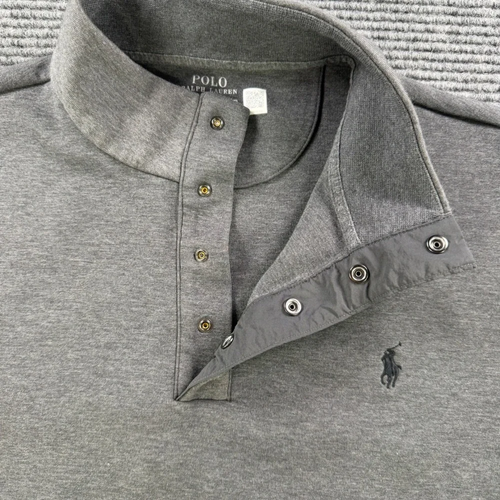 Polo Ralph Lauren Mens XL Gray Quarter Snap Mock Neck Pullover Sweatshirt Golf